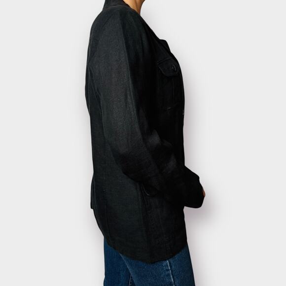90s Harve Benard Linen Black Shaket Size L - Picture 7 of 10